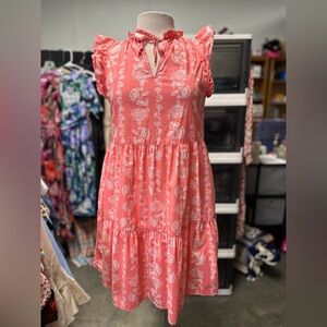 Time and Tru Pink Tiered Tie Front Sundress
